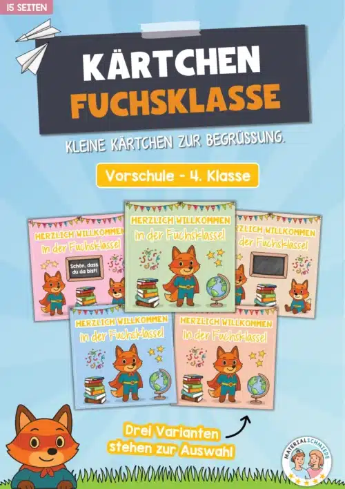 Begrüßungs-Kärtchen für die Fuchsklasse