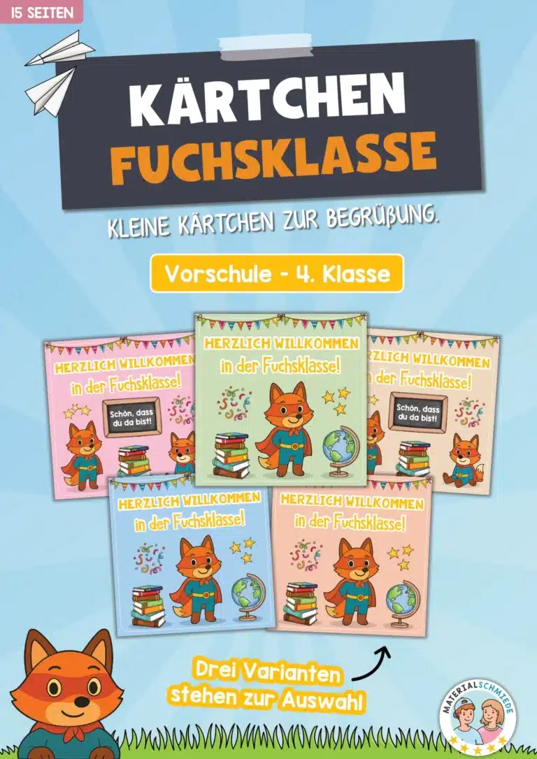Begrüßungs-Kärtchen für die Fuchsklasse