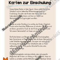 Karten zur Einschulung für die Fuchsklasse (Arbeitsblatt 01)