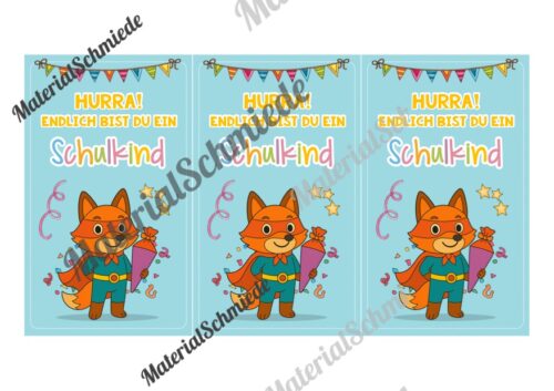 Karten zur Einschulung für die Fuchsklasse (Arbeitsblatt 04)