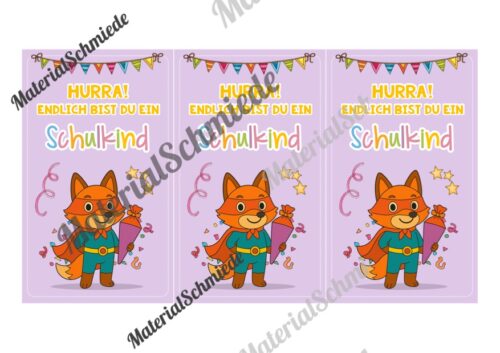 Karten zur Einschulung für die Fuchsklasse (Arbeitsblatt 06)