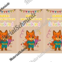 Karten zur Einschulung für die Fuchsklasse (Arbeitsblatt 07)
