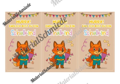 Karten zur Einschulung für die Fuchsklasse (Arbeitsblatt 07)