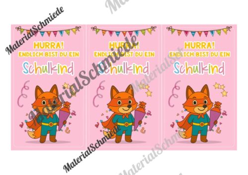 Karten zur Einschulung für die Fuchsklasse (Arbeitsblatt 08)