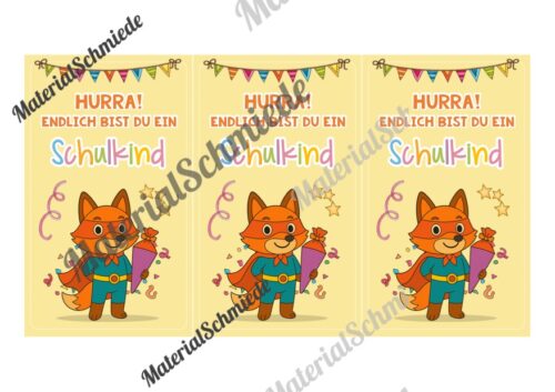 Karten zur Einschulung für die Fuchsklasse (Arbeitsblatt 10)