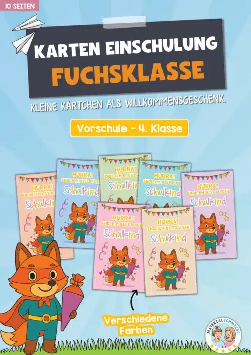 Karten zur Einschulung für die Fuchsklasse