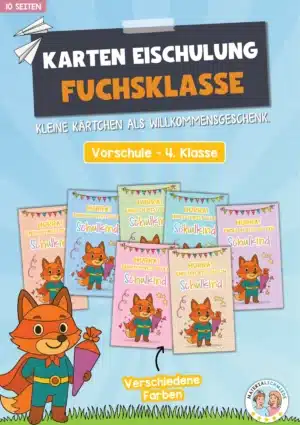 Karten zur Einschulung für die Fuchsklasse
