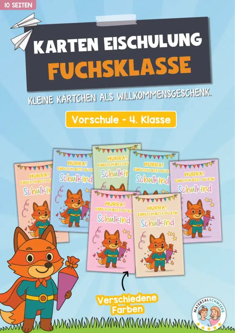 Karten zur Einschulung für die Fuchsklasse