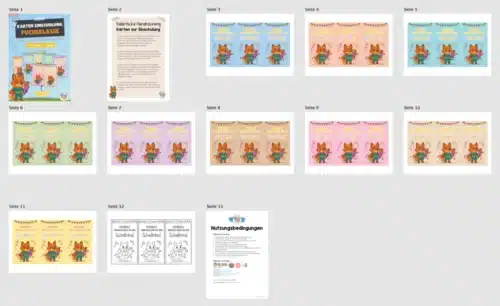 Karten zur Einschulung für die Fuchsklasse (Überblick)