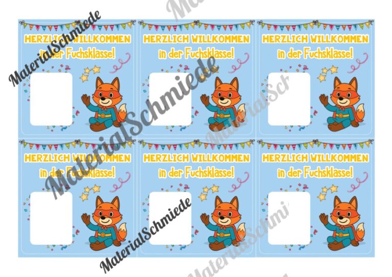 Geschenk-Kärtchen für die Fuchsklasse (Arbeitsblatt 02)