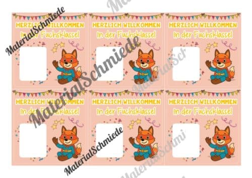 Geschenk-Kärtchen für die Fuchsklasse (Arbeitsblatt 03)
