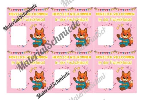 Geschenk-Kärtchen für die Fuchsklasse (Arbeitsblatt 05)