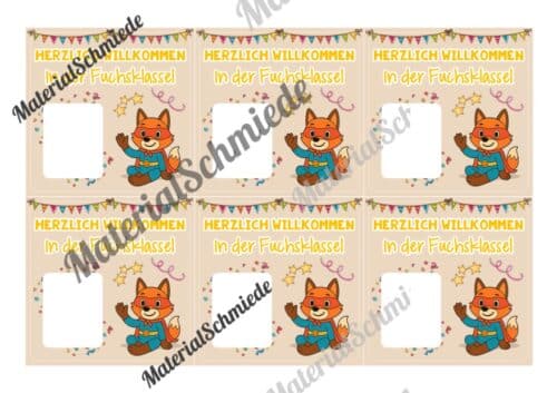 Geschenk-Kärtchen für die Fuchsklasse (Arbeitsblatt 06)