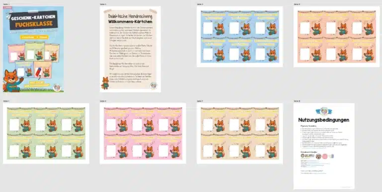 Geschenk-Kärtchen für die Fuchsklasse (Überblick)