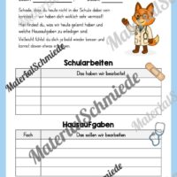 Krankenmappe für die Fuchsklasse (Arbeitsblatt 10)