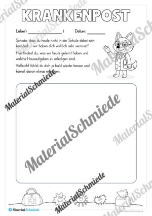 Krankenmappe für die Fuchsklasse (Arbeitsblatt 13)