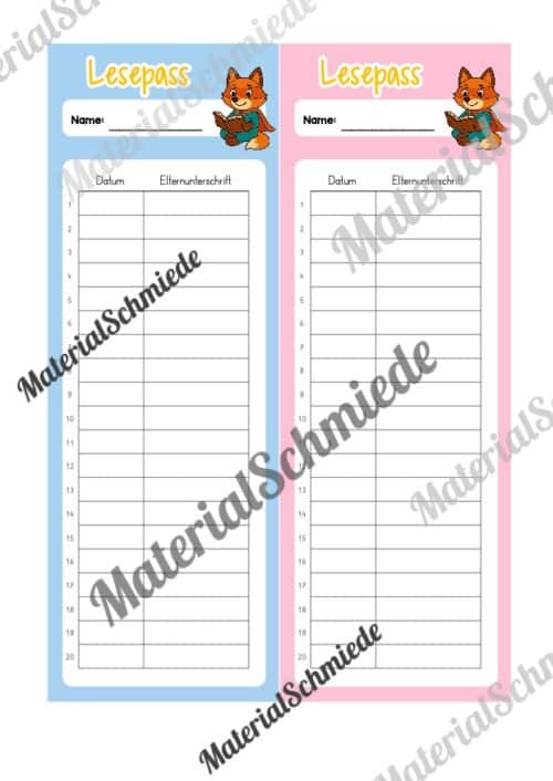Lesepass & Leseurkunde für die Fuchsklasse (Arbeitsblatt 05)