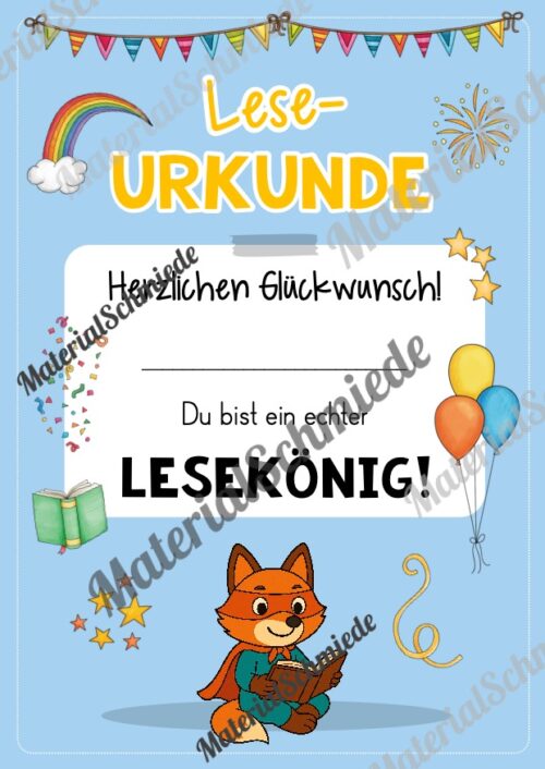 Lesepass & Leseurkunde für die Fuchsklasse (Arbeitsblatt 06)