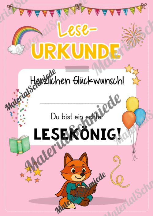 Lesepass & Leseurkunde für die Fuchsklasse (Arbeitsblatt 07)