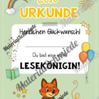 Lesepass & Leseurkunde für die Fuchsklasse (Arbeitsblatt 08)