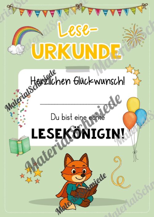 Lesepass & Leseurkunde für die Fuchsklasse (Arbeitsblatt 08)