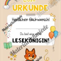 Lesepass & Leseurkunde für die Fuchsklasse (Arbeitsblatt 09)