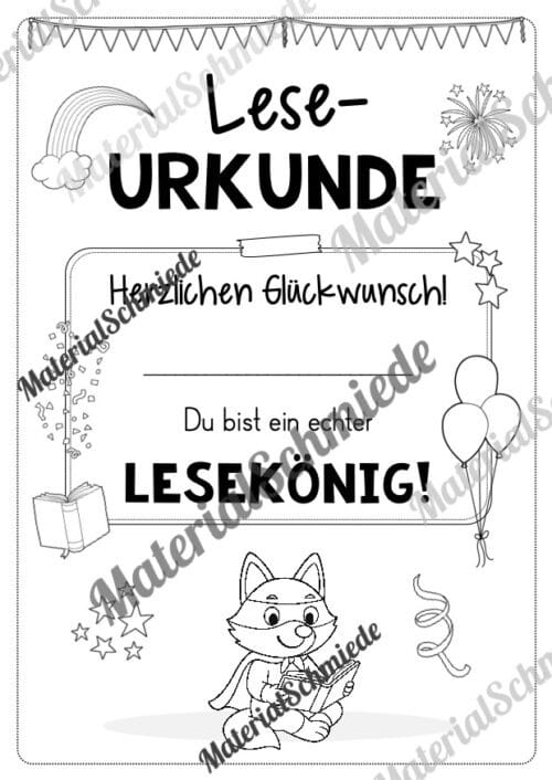 Lesepass & Leseurkunde für die Fuchsklasse (Arbeitsblatt 11)