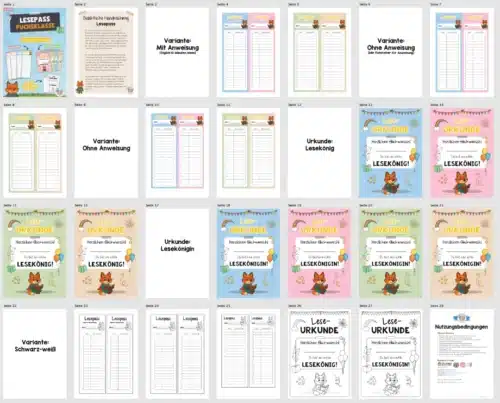 Lesepass & Leseurkunde für die Fuchsklasse (Überblick)