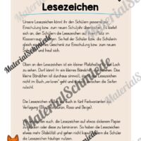 Lesezeichen für die Fuchsklasse (Arbeitsblatt 01)
