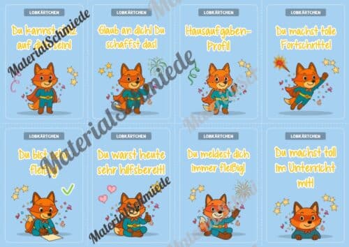 Lobkärtchen für die Fuchsklasse (Arbeitsblatt 03)