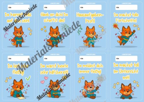 Lobkärtchen für die Fuchsklasse (Arbeitsblatt 05)