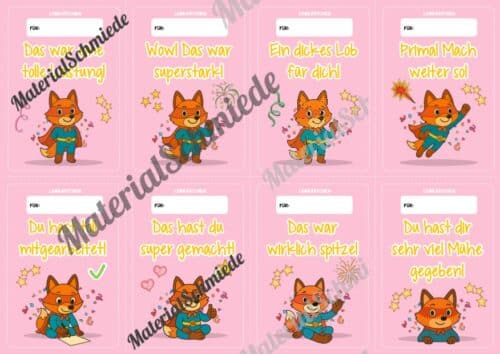 Lobkärtchen für die Fuchsklasse (Arbeitsblatt 06)