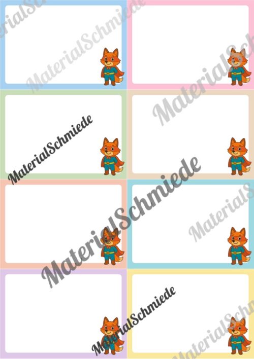 Mitteilungskarten für die Fuchsklasse (Arbeitsblatt 02)