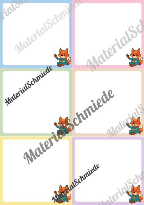 Mitteilungskarten für die Fuchsklasse (Arbeitsblatt 03)