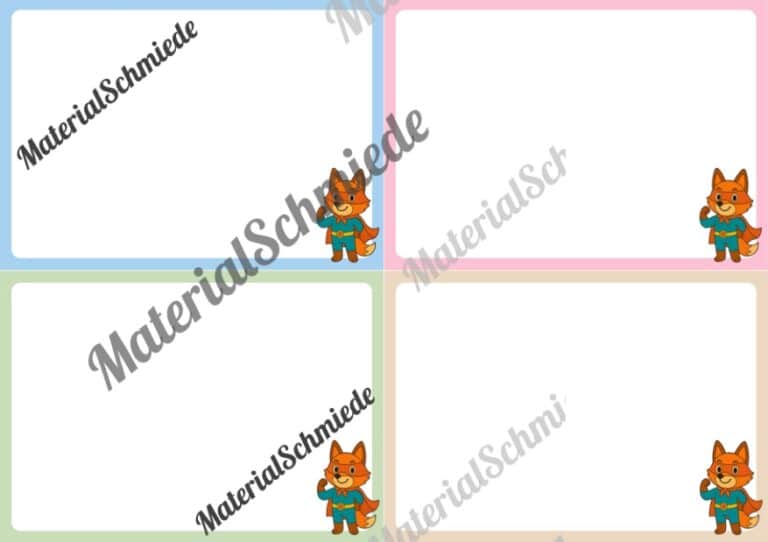 Mitteilungskarten für die Fuchsklasse (Arbeitsblatt 04)
