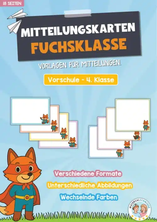 Mitteilungskarten für die Fuchsklasse