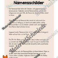 20 Namensschilder für die Fuchsklasse (Arbeitsblatt 01)