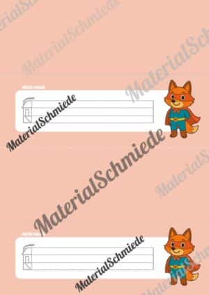 20 Namensschilder für die Fuchsklasse (Arbeitsblatt 02)