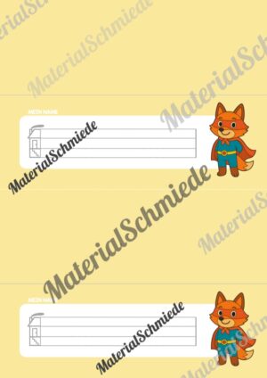 20 Namensschilder für die Fuchsklasse (Arbeitsblatt 03)