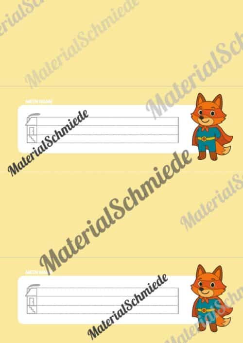 20 Namensschilder für die Fuchsklasse (Arbeitsblatt 03)