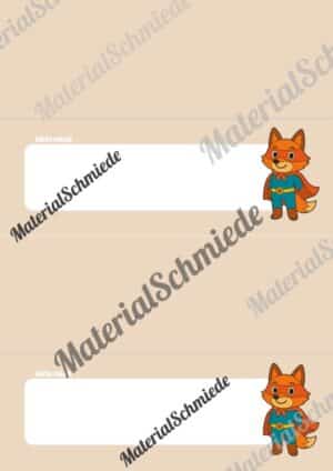 20 Namensschilder für die Fuchsklasse (Arbeitsblatt 07)