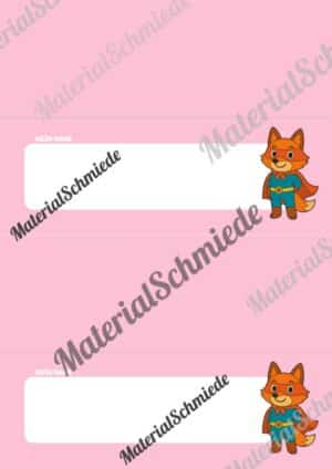 20 Namensschilder für die Fuchsklasse (Arbeitsblatt 08)