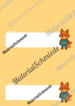 20 Namensschilder für die Fuchsklasse (Arbeitsblatt 10)