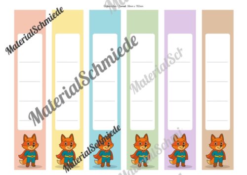 Ordnerrücken für die Fuchsklasse (Arbeitsblatt 08)