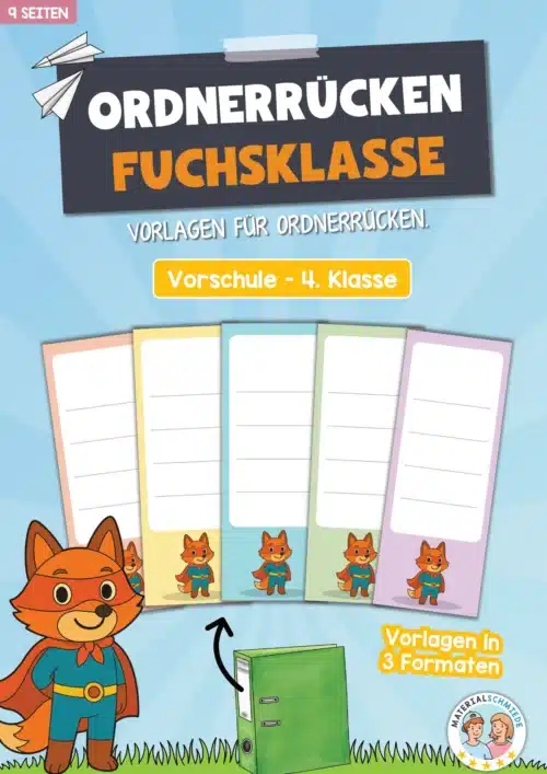 Ordnerrücken für die Fuchsklasse (3 Formate)