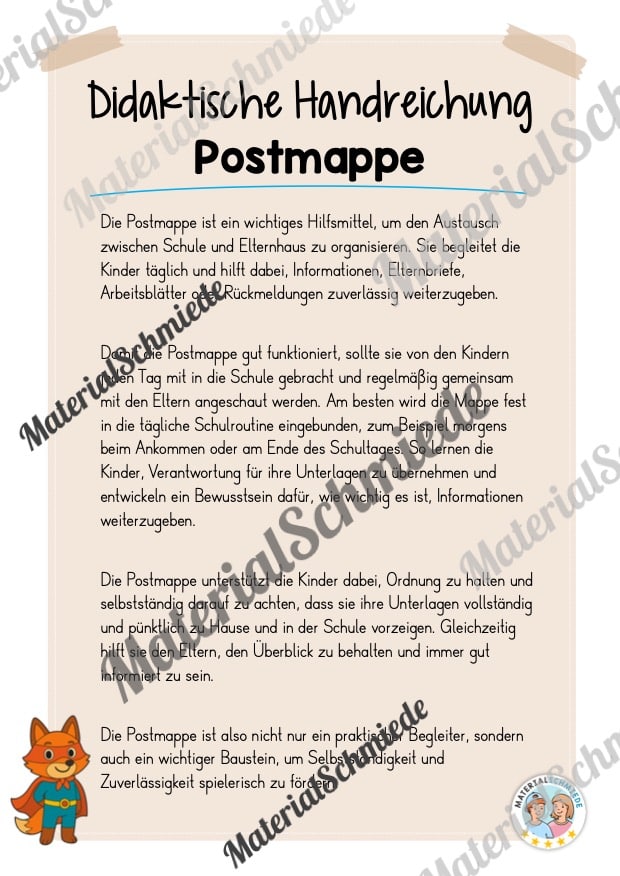 Deckblätter für die Postmappe (Fuchsgruppe) – Arbeitsblatt 01