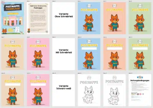 Deckblätter für die Postmappe (Fuchsgruppe) - Überblick
