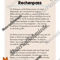 Rechenpass & Rechenurkunde für die Fuchsklasse (Arbeitsblatt 01)