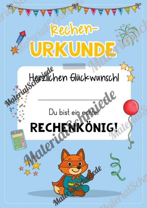 Rechenpass & Rechenurkunde für die Fuchsklasse (Arbeitsblatt 06)