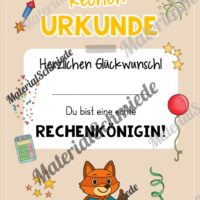 Rechenpass & Rechenurkunde für die Fuchsklasse (Arbeitsblatt 09)